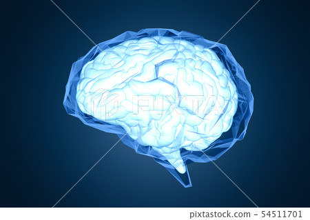 Blue polygonal brain 54511701