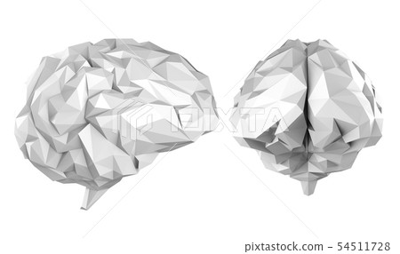 Grey polygonal brain Grey polygonal brain 54511728