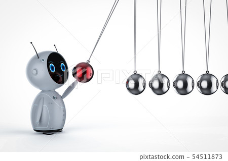 Robot with newton cradle 54511873