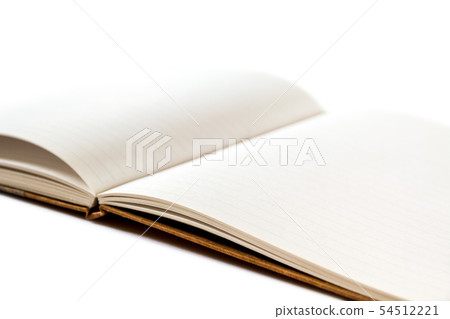 Open blank notebook closeup view Open blank notebook closeup view 54512221