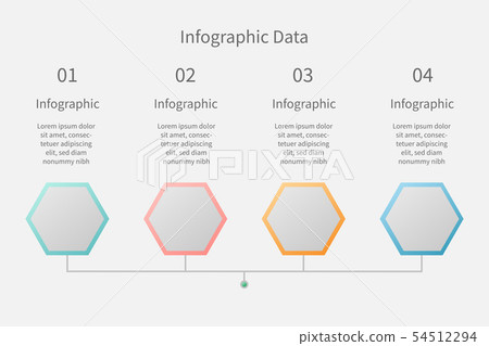 Infographic Data 4 step, line connection data 54512294