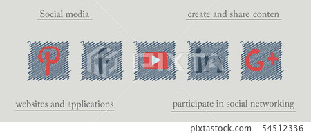 Social network symbols in speech balloons 54512336