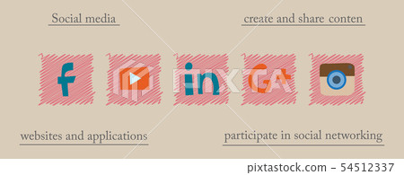 Social network symbols in speech balloons 54512337