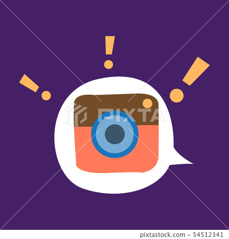 Flat web icon of modern lineart camera. Digital application Instagram Flat web icon of modern lineart camera. Digital application Instagram 54512341