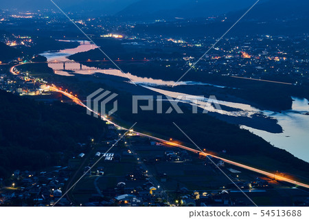 Yoshino River reflecting the sunset Yoshino River reflecting the sunset 54513688