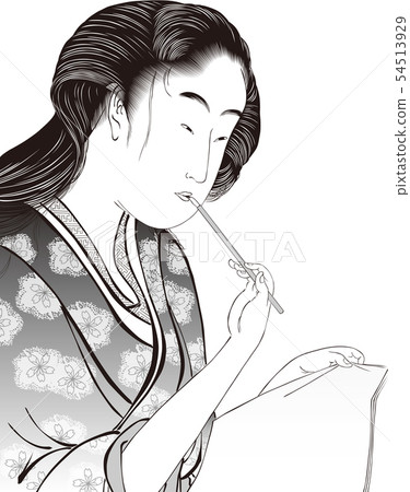 浮世繪女人36黑色和白色 54513929