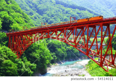 Truck train crossing the iron bridge Truck train crossing the iron bridge 54514011