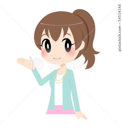 Woman raising her right hand bust up 54514148