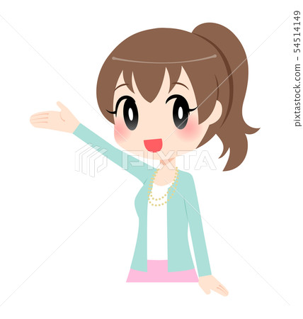 Woman raising her right hand bust up 54514149