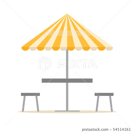 Beach Equipment, Parasol and Chairs, Summer Vector Beach Equipment, Parasol and Chairs, Summer Vector 54514161