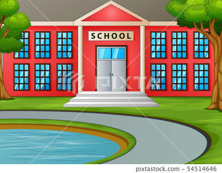 Small pond in front of the school building 54514646