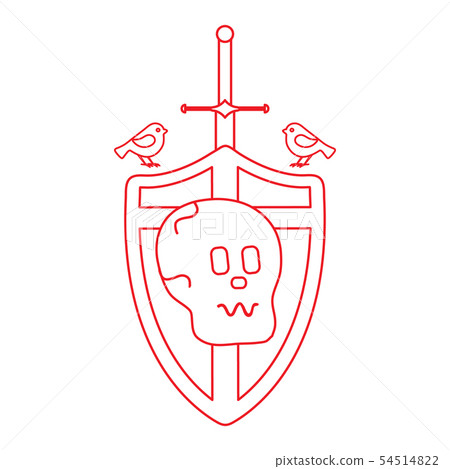 Skull, shield, sword, birds Skull, shield, sword, birds 54514822