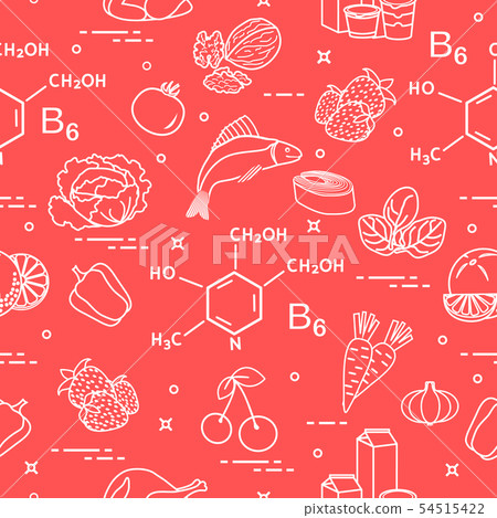 Seamless pattern with foods rich in vitamin B6 Seamless pattern with foods rich in vitamin B6 54515422
