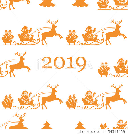 Christmas and Happy New Year 2019 seamless pattern 54515439