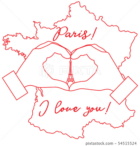 Hand making a heart shape Tower, symbol of Paris. Hand making a heart shape Tower, symbol of Paris. 54515524