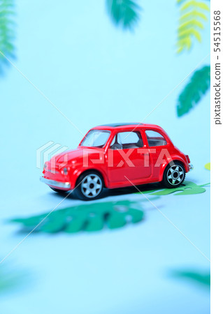 small toy red car driven by summer 54515568