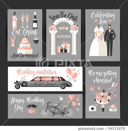 Set of cards for wedding. design decoration in Set of cards for wedding. design decoration in 54515870