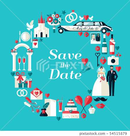 Wedding symbols set. Flat icons for your wedding Wedding symbols set. Flat icons for your wedding 54515879