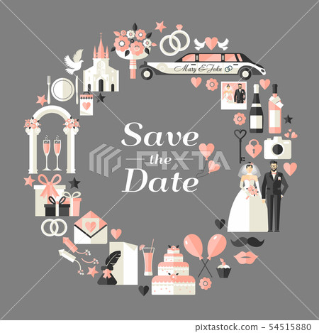 Wedding symbols set. 54515880