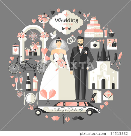 Wedding symbols set. 54515882