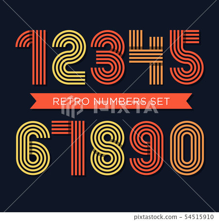 Retro stripes funky numbers set,trendy elegant 54515910