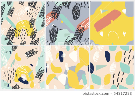 Vector seamless pattern set. Abstract backgrounds with brush strokes. Vector seamless pattern set. Abstract backgrounds with brush strokes. 54517258