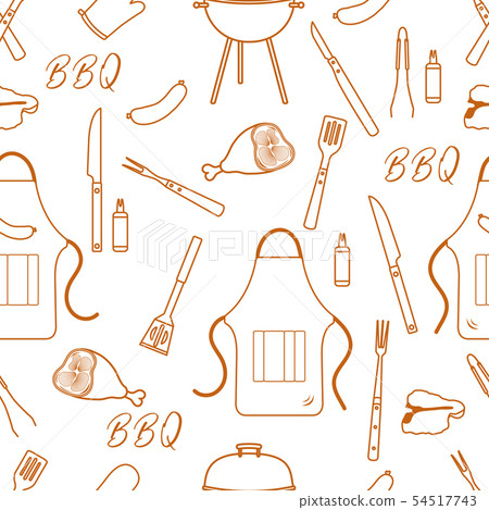 Seamless pattern with grill, barbecue tools BBQ Seamless pattern with grill, barbecue tools BBQ 54517743