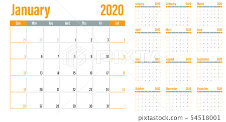 Calendar planner 2020 template vector illustration Calendar planner 2020 template vector illustration 54518001
