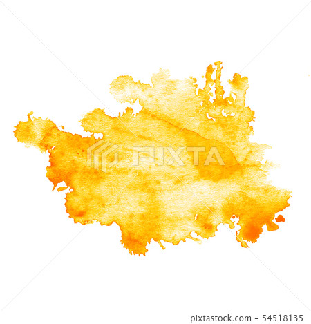 Watercolor blot of orange with splashes. 54518135