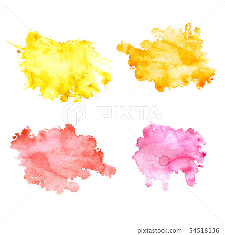 Set of 4 watercolor blots with splashes. 54518136