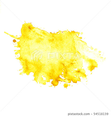 Watercolor blot of yellow with splashes. 54518139