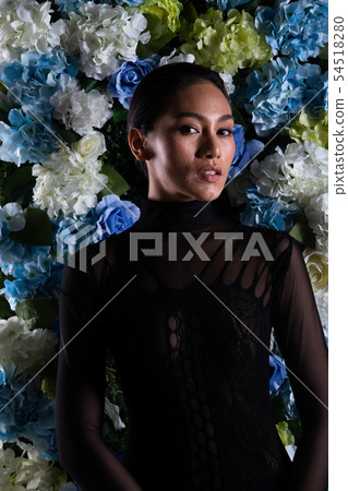 Wreath of flowers background in Rose Woman Asian Wreath of flowers background in Rose Woman Asian 54518280