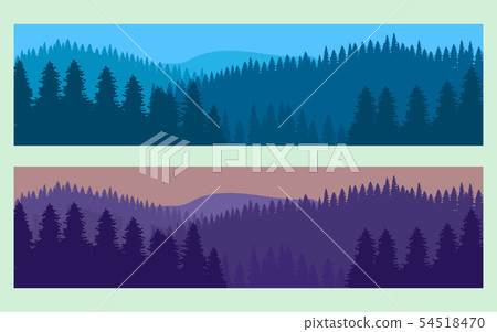 Horizontal realistic forest landscape with trees 54518470
