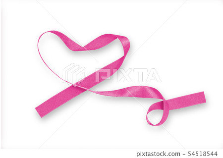 Pink ribbon in heart shape isolated on white 54518544
