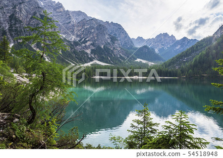 Lago di Braies, beautiful lake in the Dolomites. 54518948