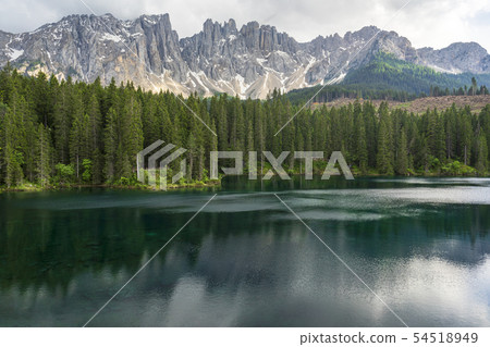 Lago di Carezza, beautiful lake in the Dolomites. 54518949