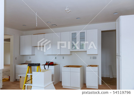 Classical kitchen interiors and white wooden 54519796