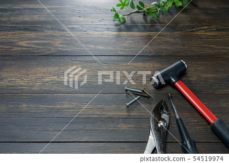 DIY tools placed on a wooden board 54519974