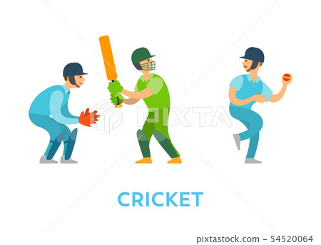 Cricket Players Team of Characters with Bats Balls Cricket Players Team of Characters with Bats Balls 54520064