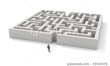 3d rendering man in front of a maze 3d rendering man in front of a maze 54520476