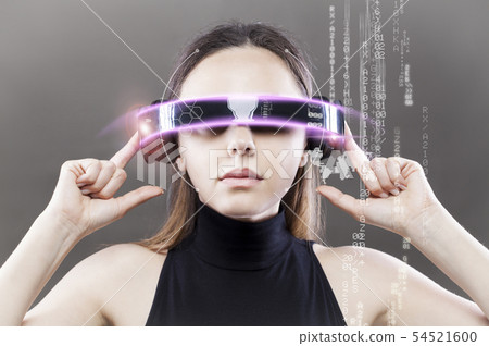 Woman with smart glasses 54521600