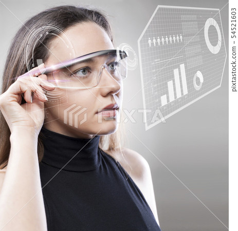 Woman with futuristic smart glasses 54521603