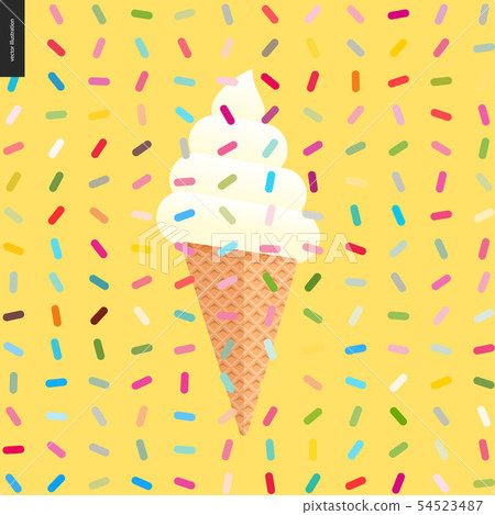 White Ice cream in a cone and pattern White Ice cream in a cone and pattern 54523487