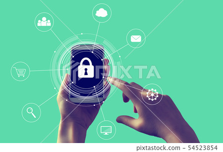 Cyber security theme with smartphone Cyber security theme with smartphone 54523854