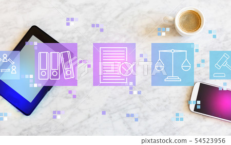 Compliance theme with tablet and phone 54523956