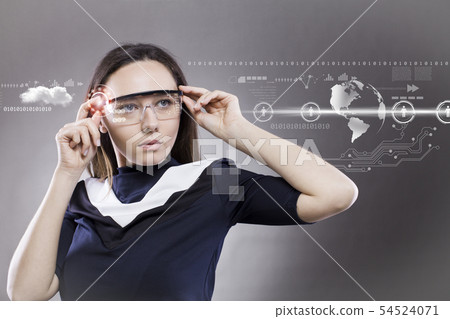 Woman with smart glasses Woman with smart glasses 54524071