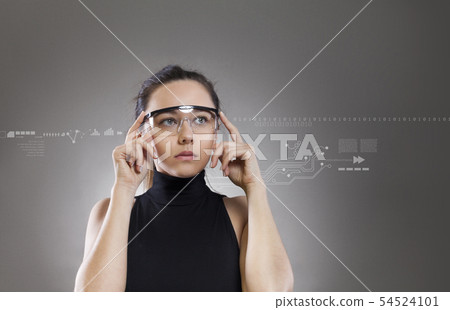 Woman with smart glasses 54524101
