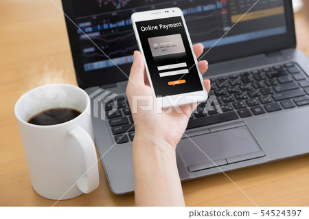 Online banking on smartphone with businessman 54524397