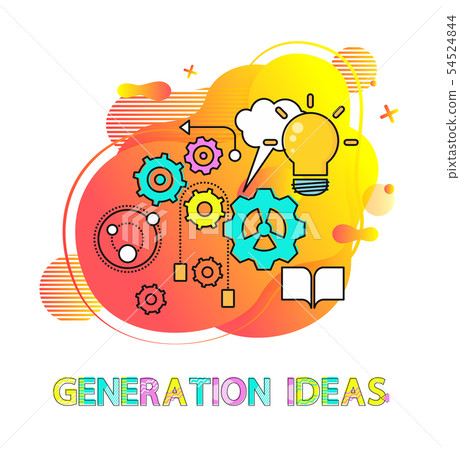 Generation Ideas Cogwheel and Lightbulb Vector Generation Ideas Cogwheel and Lightbulb Vector 54524844
