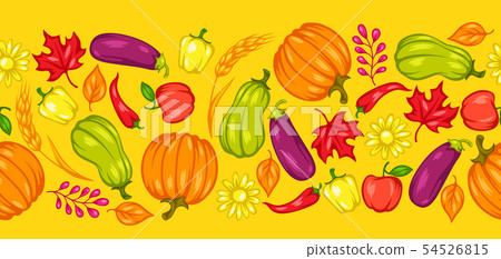 Harvest seamless pattern with fruits and vegetables. Harvest seamless pattern with fruits and vegetables. 54526815